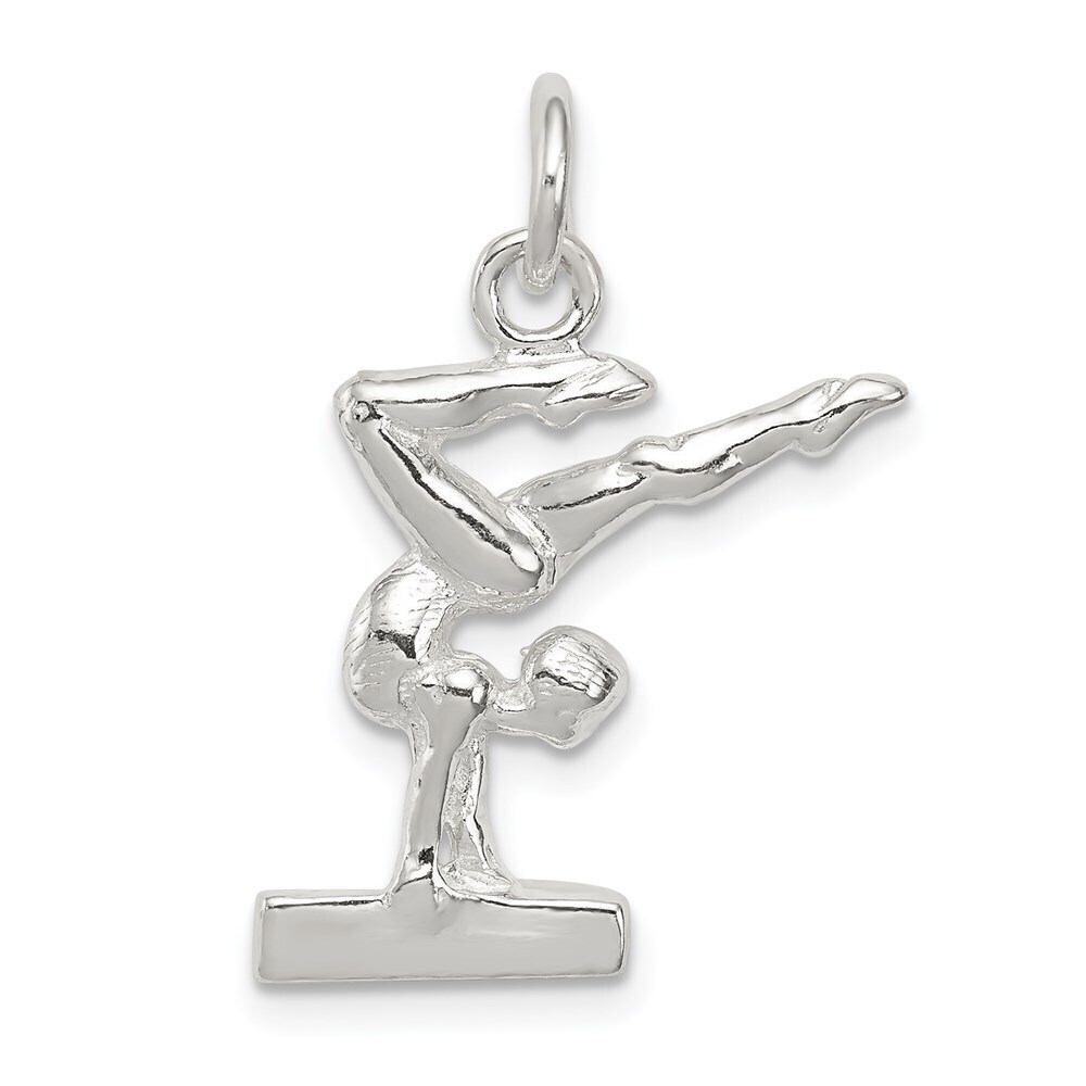 925 Sterling Silver Sports Theme Gymnast Necklace Charm Pendant